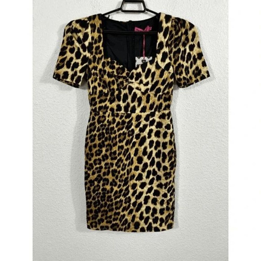Boohoo Dress‎ Womens 4 Leopard Print Sweetheart Short Sleeve Bodycon Maggie Mini